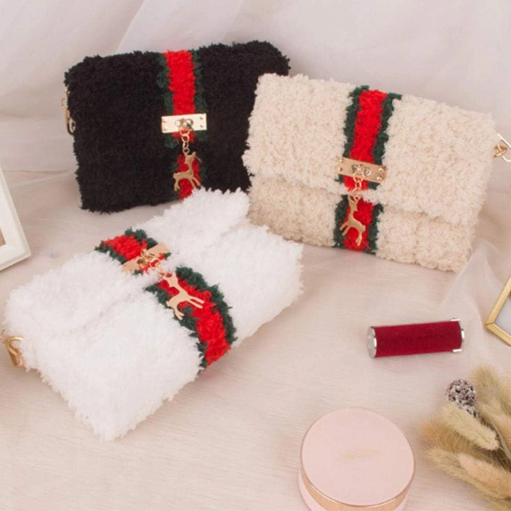 Warm Coral Fleece Fluffy Knitting Yarn Shaggy Grass Green Fur Yarn Acrylic Velvet Knitting Yarn DIY Fluffy Dolls Blanket Sweater Scarf Handbag Total 5 Skeins