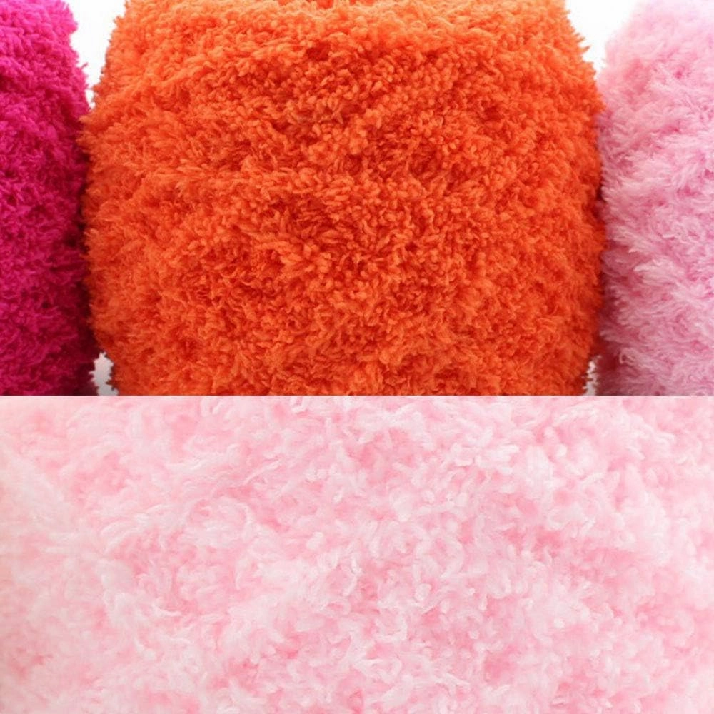 Warm Coral Fleece Fluffy Knitting Yarn Shaggy Grass Green Fur Yarn Acrylic Velvet Knitting Yarn DIY Fluffy Dolls Blanket Sweater Scarf Handbag Total 5 Skeins
