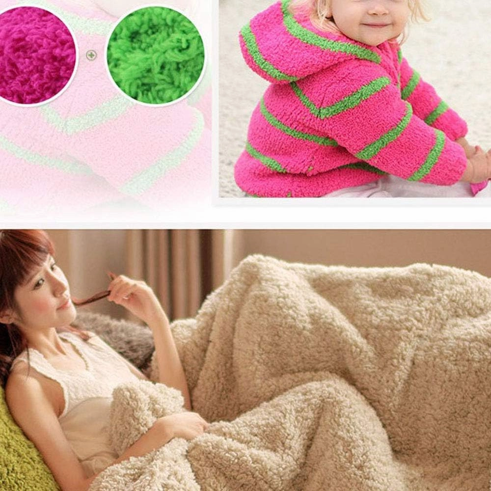 Warm Coral Fleece Fluffy Knitting Yarn Shaggy Grass Green Fur Yarn Acrylic Velvet Knitting Yarn DIY Fluffy Dolls Blanket Sweater Scarf Handbag Total 5 Skeins