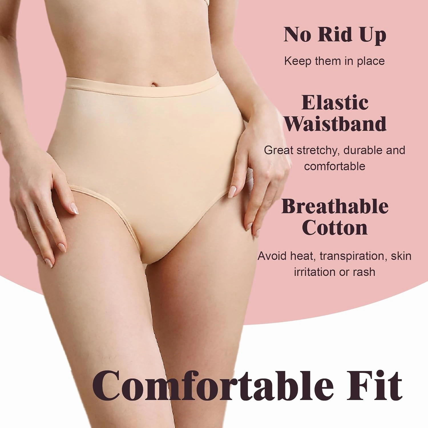 Washable Incontinence Panties for Women Bladder Leak Proof Underwear Light Absorbent Protection Cotton Brief 3 Pack (Beige 3X)