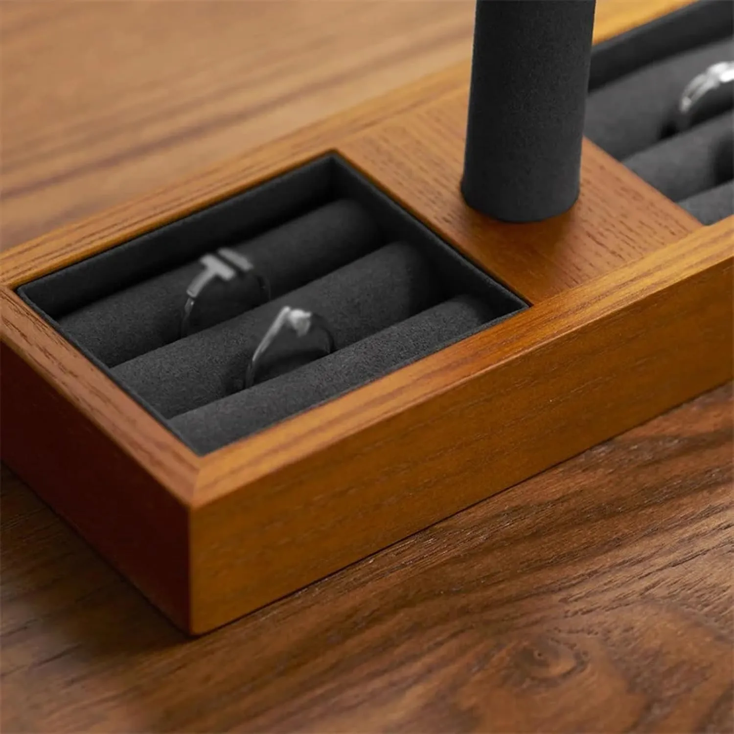 Watch Storage Box, Solid Wood Watch Display Stand Watch Jewelry Storage Rack Stand for Men Women Jewelry Accessory Organizer Holder(Gray-4ty)