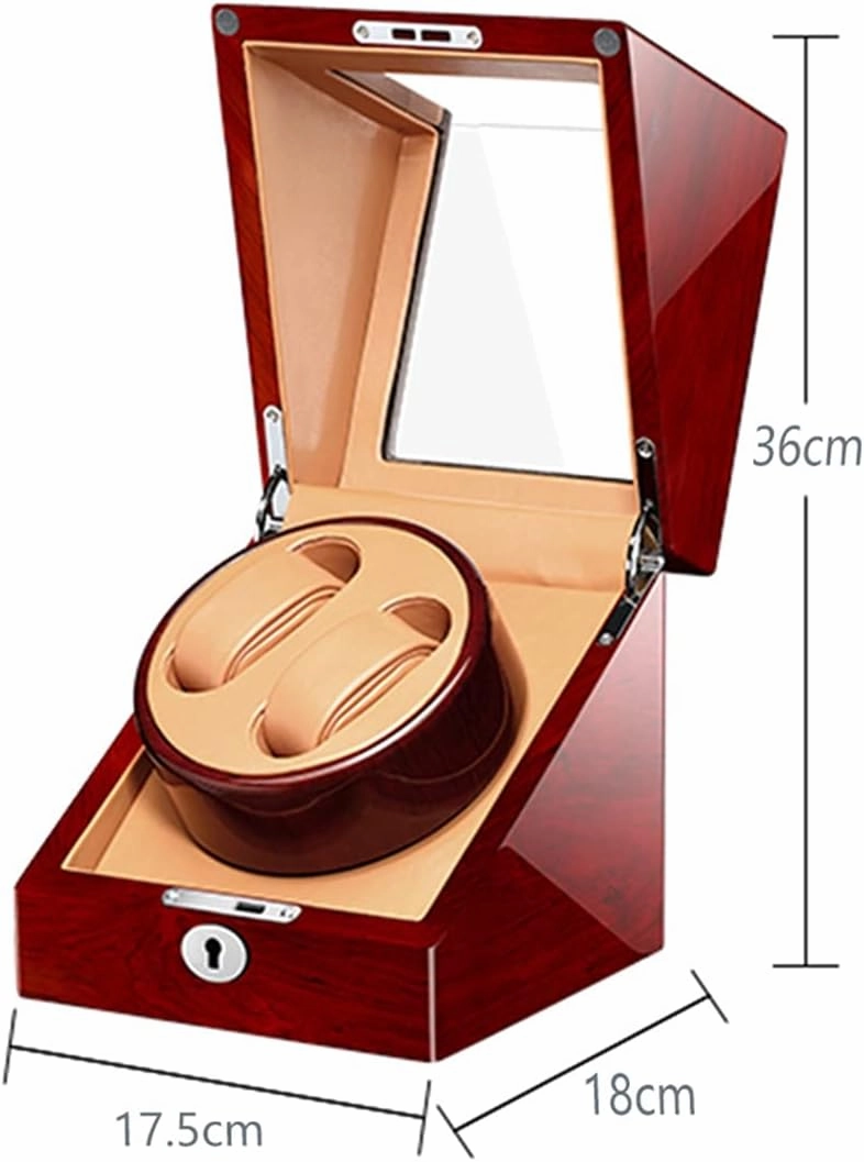 Watch Display Box Luxury Double Watch Winder, Wooden Automatic Watch Winder Box for 2 Watches, Watch Display Case with Motor and Dual Power Supply,Wood Grain Beige