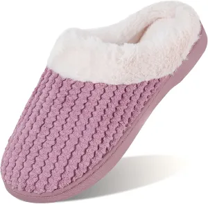 WateLves Women's Memory Foam Slippers Comfort Wool-Like Plush Fleece Lined House Shoes for Indoor & Outdoor