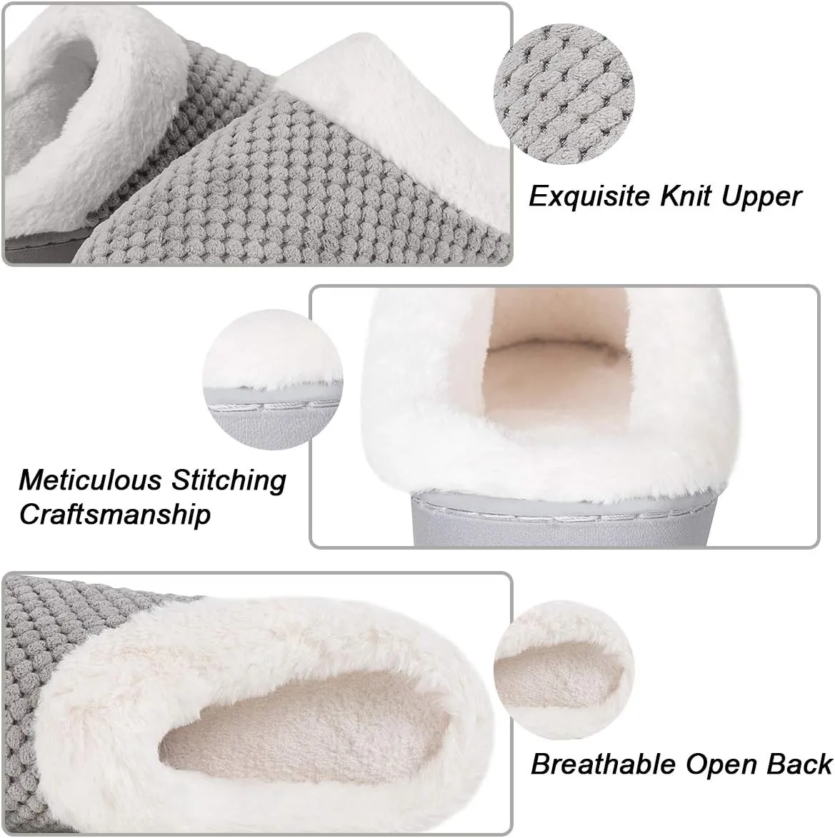 WateLves Women's Memory Foam Slippers Comfort Wool-Like Plush Fleece Lined House Shoes for Indoor & Outdoor
