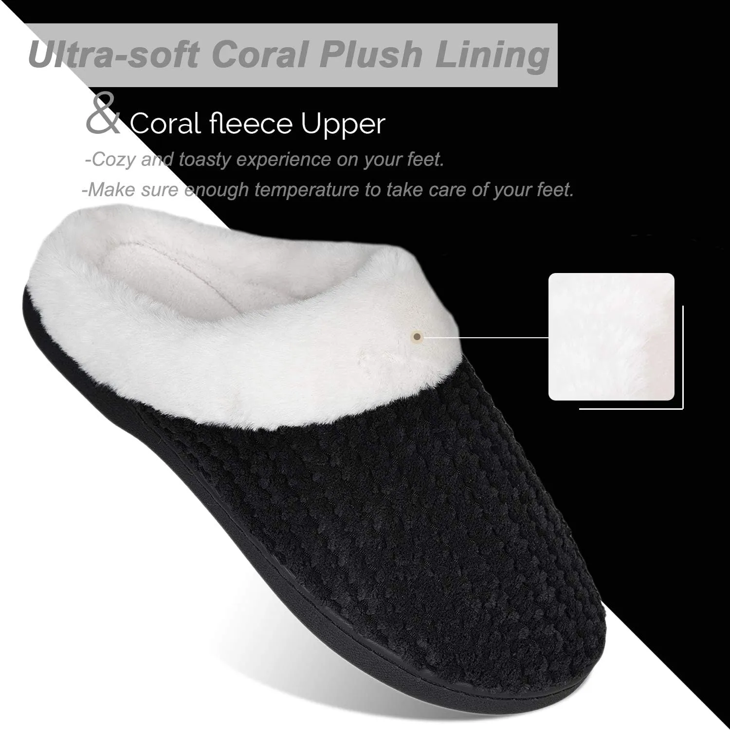 WateLves Women's Memory Foam Slippers Comfort Wool-Like Plush Fleece Lined House Shoes for Indoor & Outdoor
