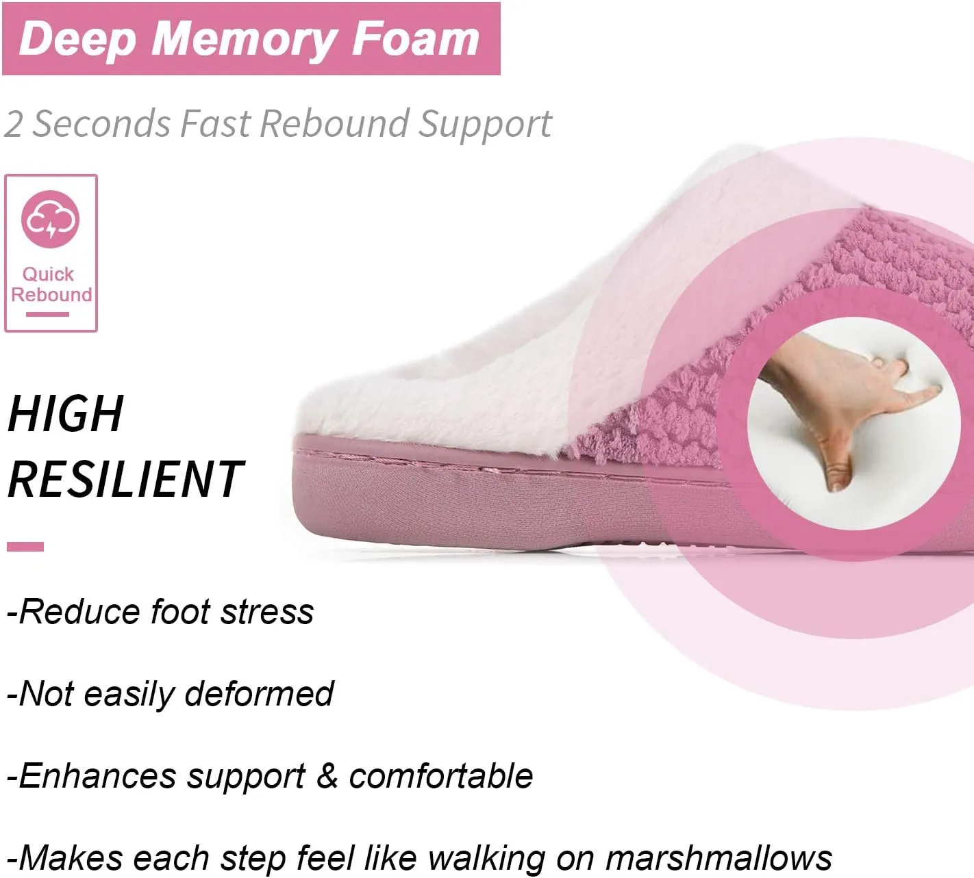 WateLves Women's Memory Foam Slippers Comfort Wool-Like Plush Fleece Lined House Shoes for Indoor & Outdoor