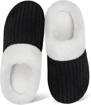 WateLves Women's Memory Foam Slippers Comfort Wool-Like Plush Fleece Lined House Shoes for Indoor & Outdoor