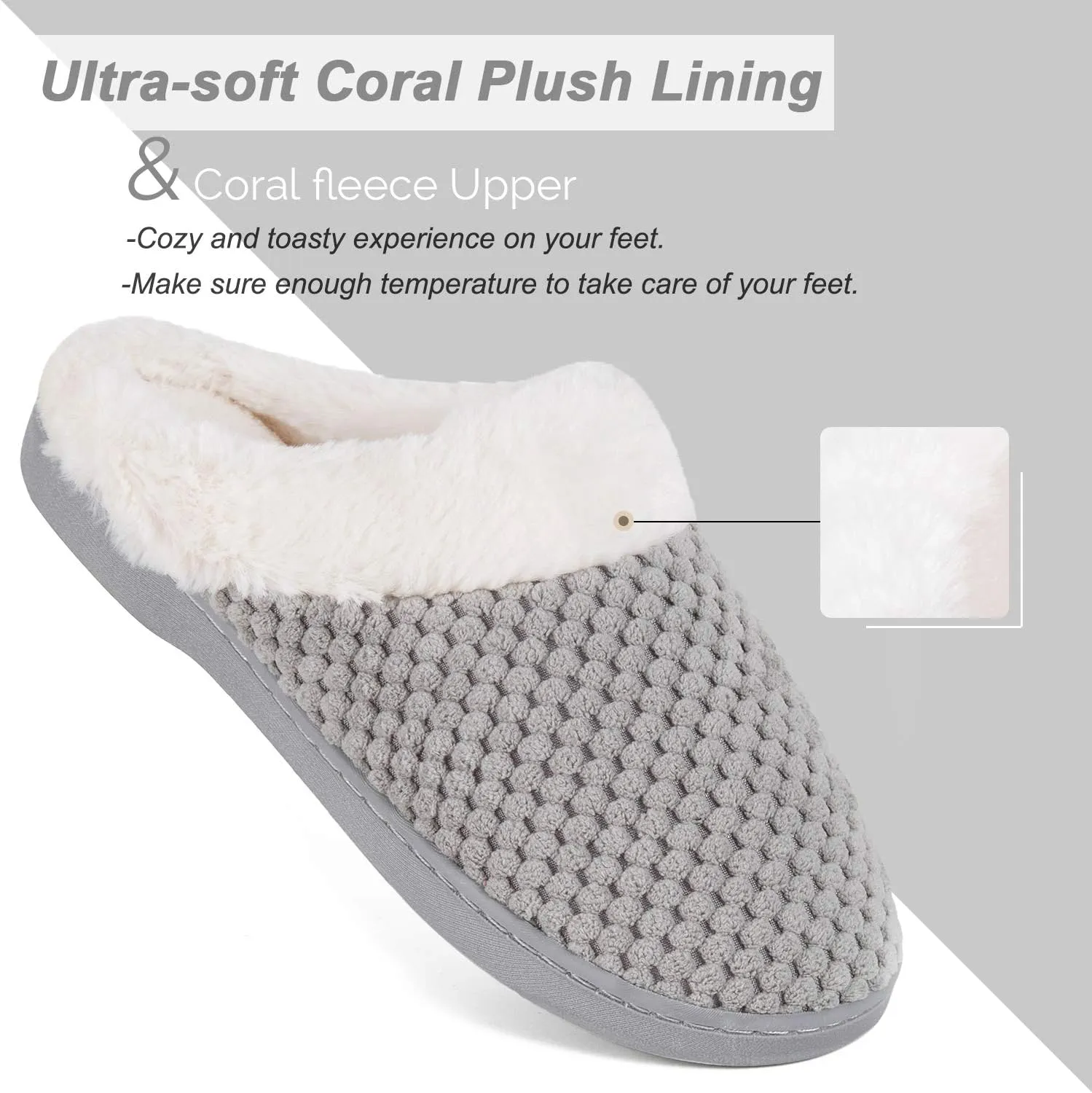 WateLves Women's Memory Foam Slippers Comfort Wool-Like Plush Fleece Lined House Shoes for Indoor & Outdoor