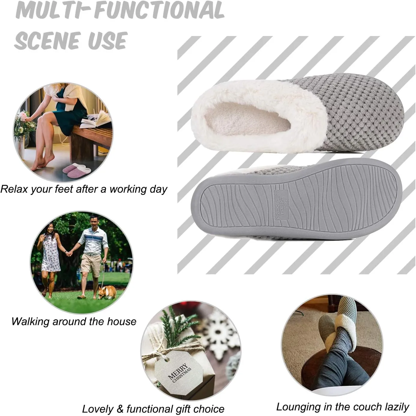 WateLves Women's Memory Foam Slippers Comfort Wool-Like Plush Fleece Lined House Shoes for Indoor & Outdoor