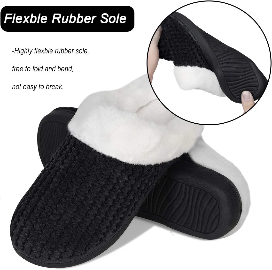 WateLves Women's Memory Foam Slippers Comfort Wool-Like Plush Fleece Lined House Shoes for Indoor & Outdoor