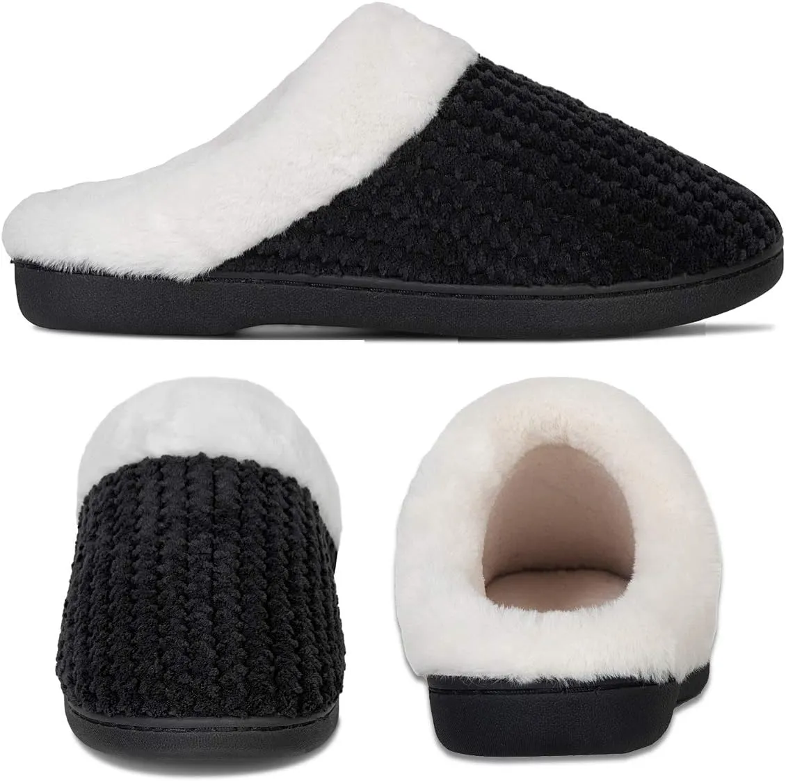 WateLves Women's Memory Foam Slippers Comfort Wool-Like Plush Fleece Lined House Shoes for Indoor & Outdoor