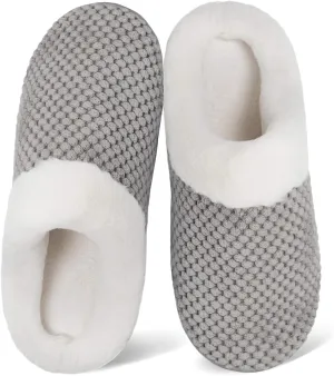 WateLves Women's Memory Foam Slippers Comfort Wool-Like Plush Fleece Lined House Shoes for Indoor & Outdoor