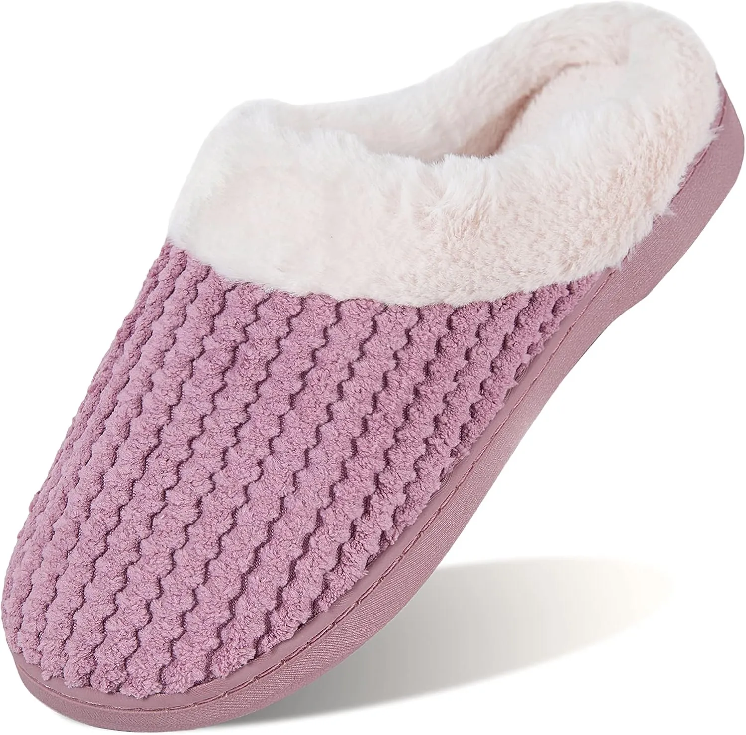 WateLves Women's Memory Foam Slippers Comfort Wool-Like Plush Fleece Lined House Shoes for Indoor & Outdoor