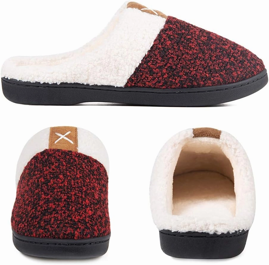 WateLves Women's Memory Foam Slippers Comfort Wool-Like Plush Fleece Lined House Shoes for Indoor & Outdoor