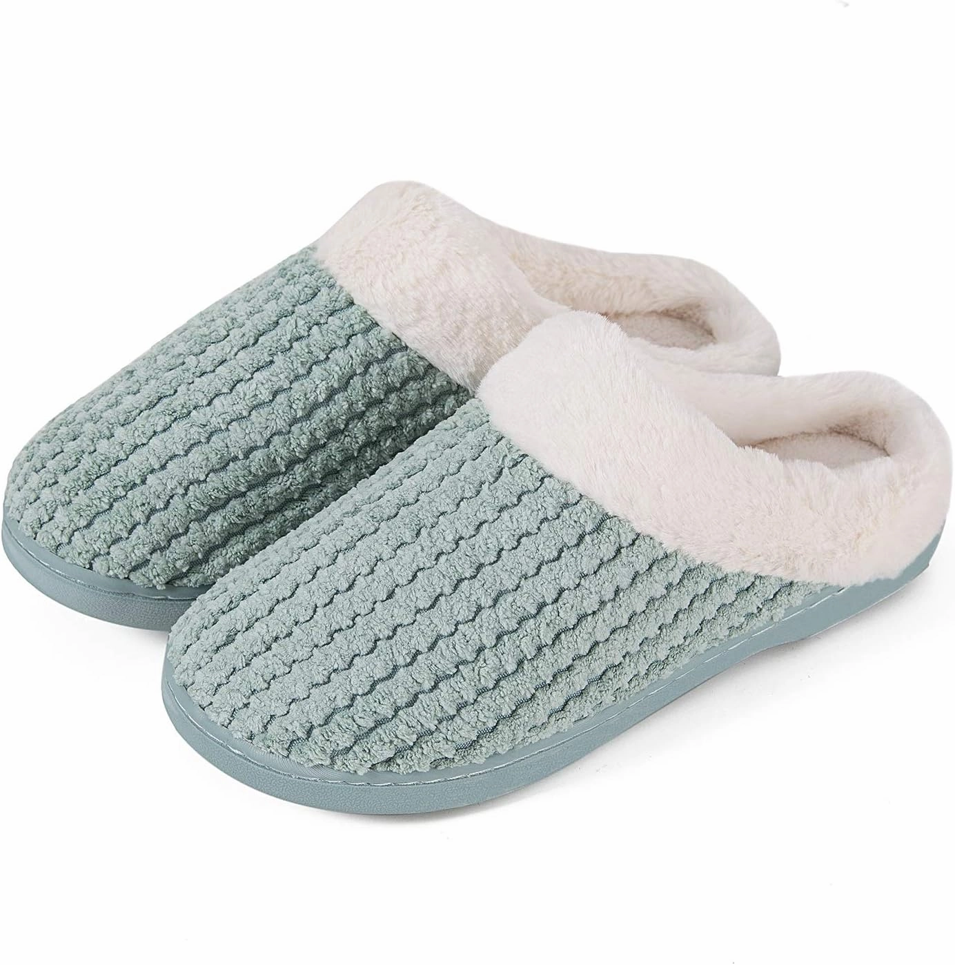 WateLves Women's Memory Foam Slippers Comfort Wool-Like Plush Fleece Lined House Shoes for Indoor & Outdoor