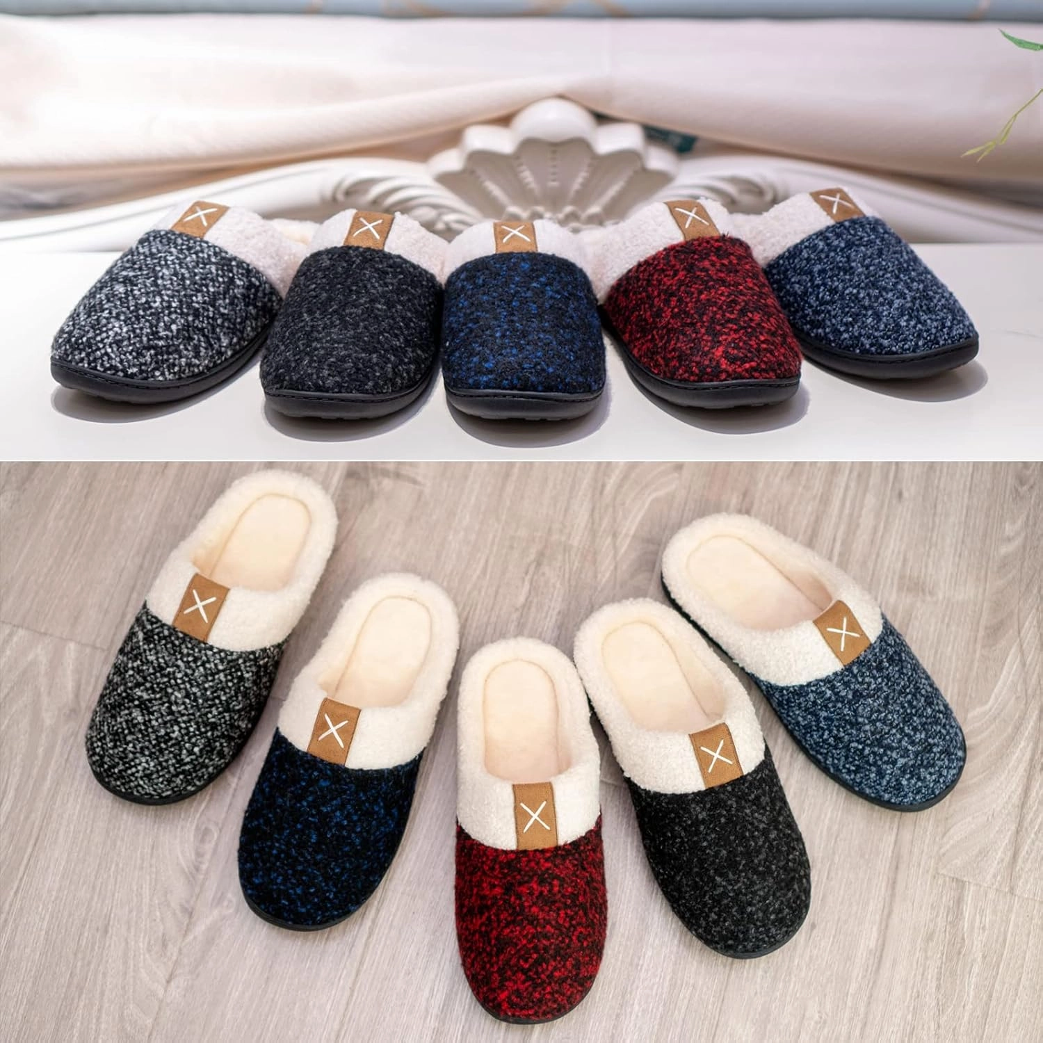 WateLves Women's Memory Foam Slippers Comfort Wool-Like Plush Fleece Lined House Shoes for Indoor & Outdoor