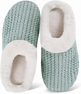 WateLves Women's Memory Foam Slippers Comfort Wool-Like Plush Fleece Lined House Shoes for Indoor & Outdoor