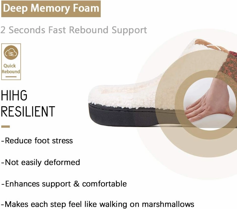 WateLves Women's Memory Foam Slippers Comfort Wool-Like Plush Fleece Lined House Shoes for Indoor & Outdoor