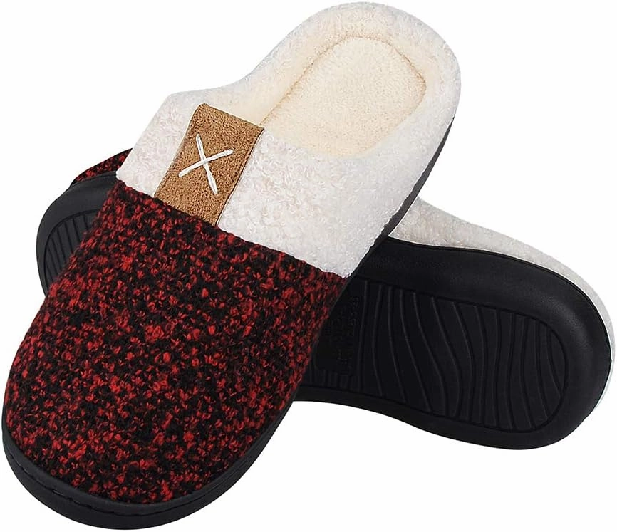WateLves Women's Memory Foam Slippers Comfort Wool-Like Plush Fleece Lined House Shoes for Indoor & Outdoor