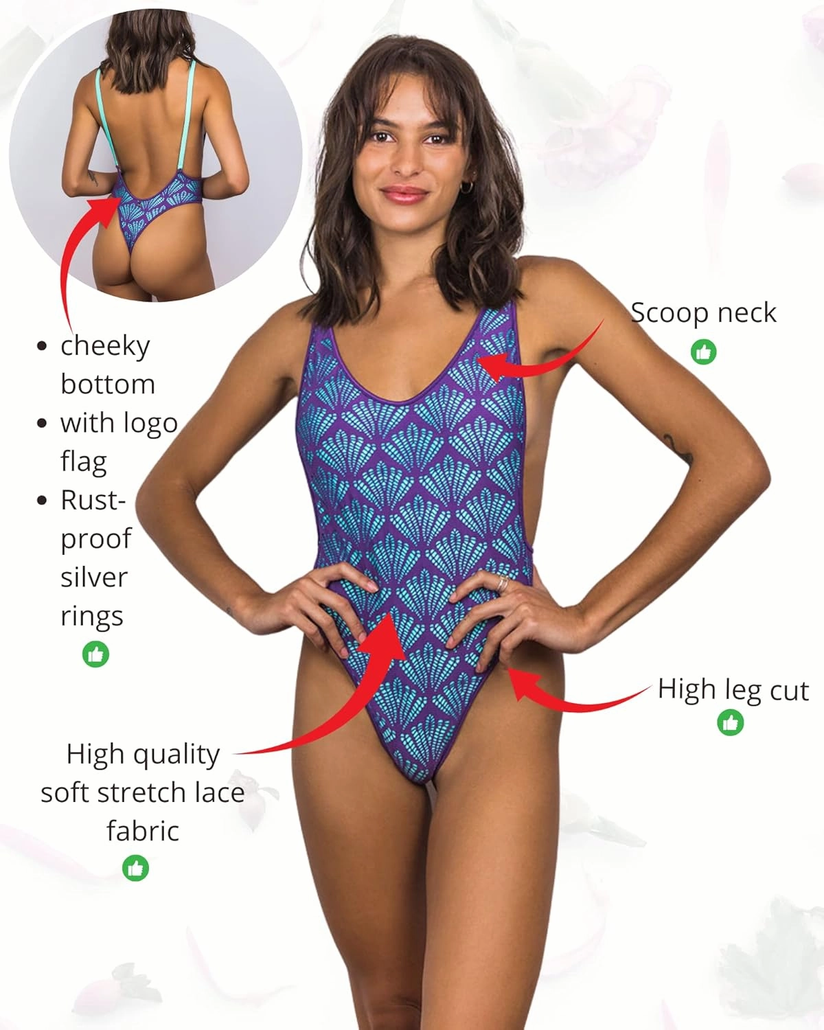 Wicked Weasel Coral Lace 808 One Piece Swimwear
