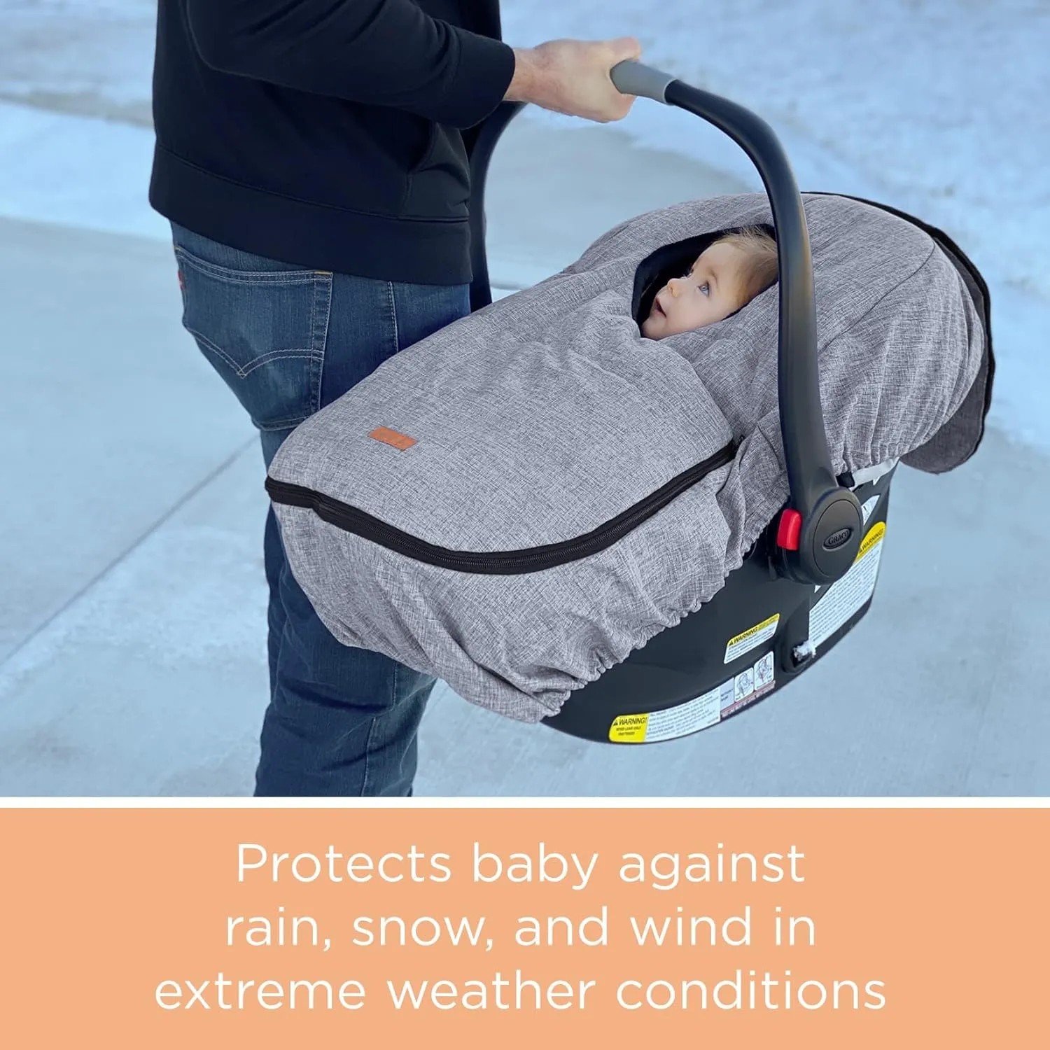 Winter Carseat Cover for Baby | Infant Car Seat Cover Baby | Doona Accessories | Winter Car Seat Canopy for Boys & Girls | New Born Essentials Must Haves for Cold Weather | Warm & Thick Fleece (Gray)