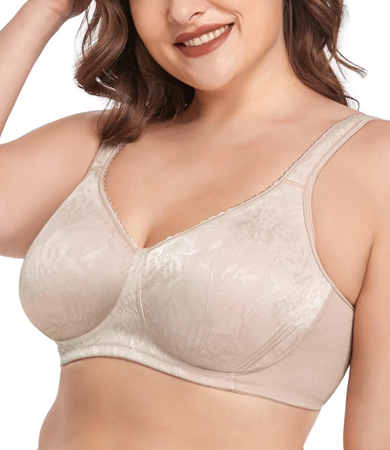 wirarpa Women's Bras Wireless Full Coverage Plus Size Minimizer Non Padded Comfort Soft Bra Multipack