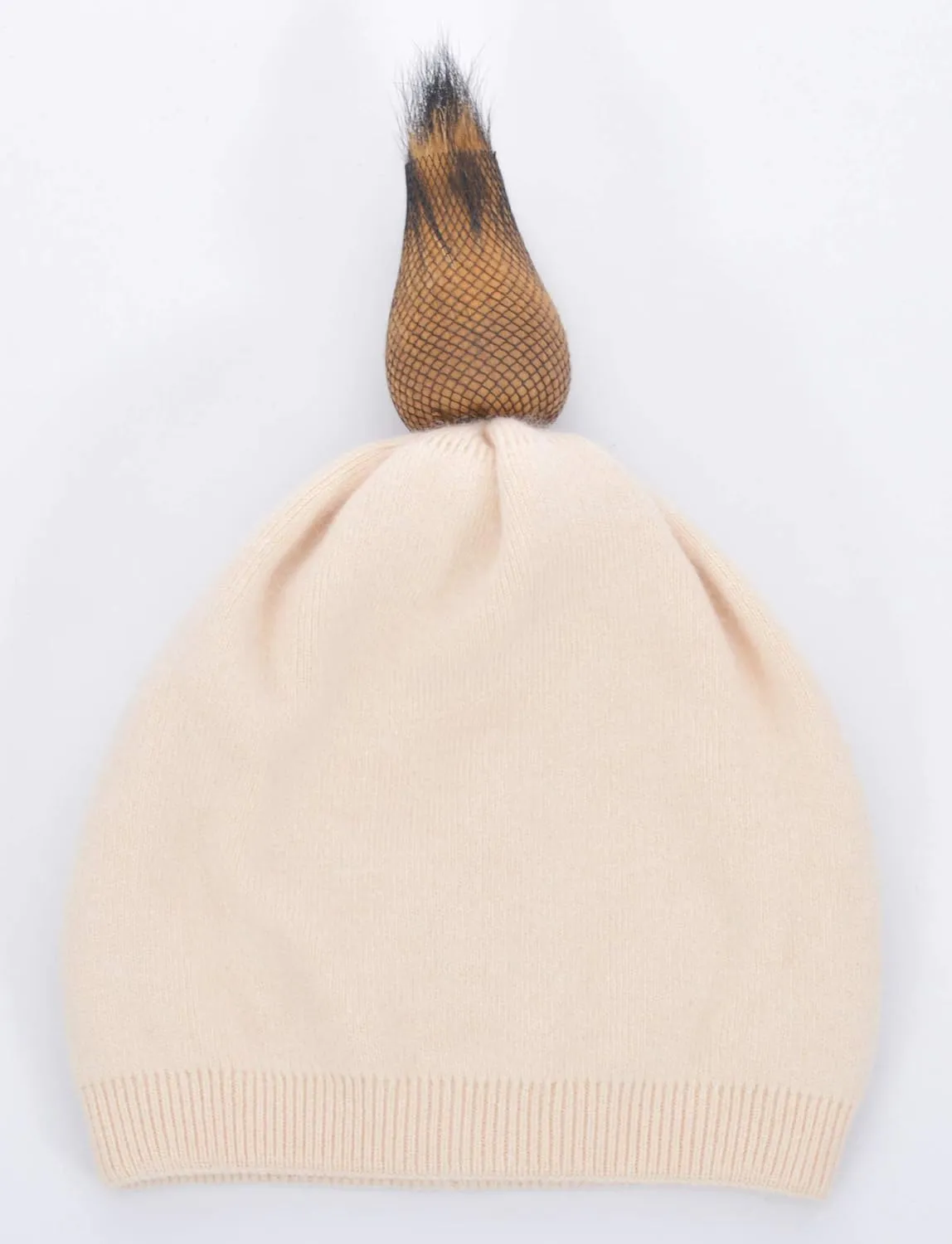Women Cashmere Winter Slouchy Knit Beanie Hat with Real Fur Pom Pom Winter Beanie Knit Stocking Cap Ski Hat