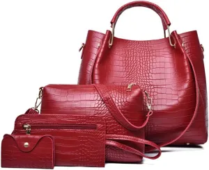 Women Large Tote  Purse  Shoulder Bag Card Holder Fashion Large Tote Bag 4 Pcs Top Handle Satchel Hobo Handbag Set