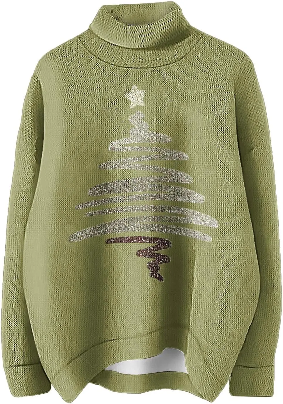 Women Merry Christmas Sweaters Turtleneck Long Sleeve Print Knitted Pullover Y2K Christmas Sweater Hoilday Tops