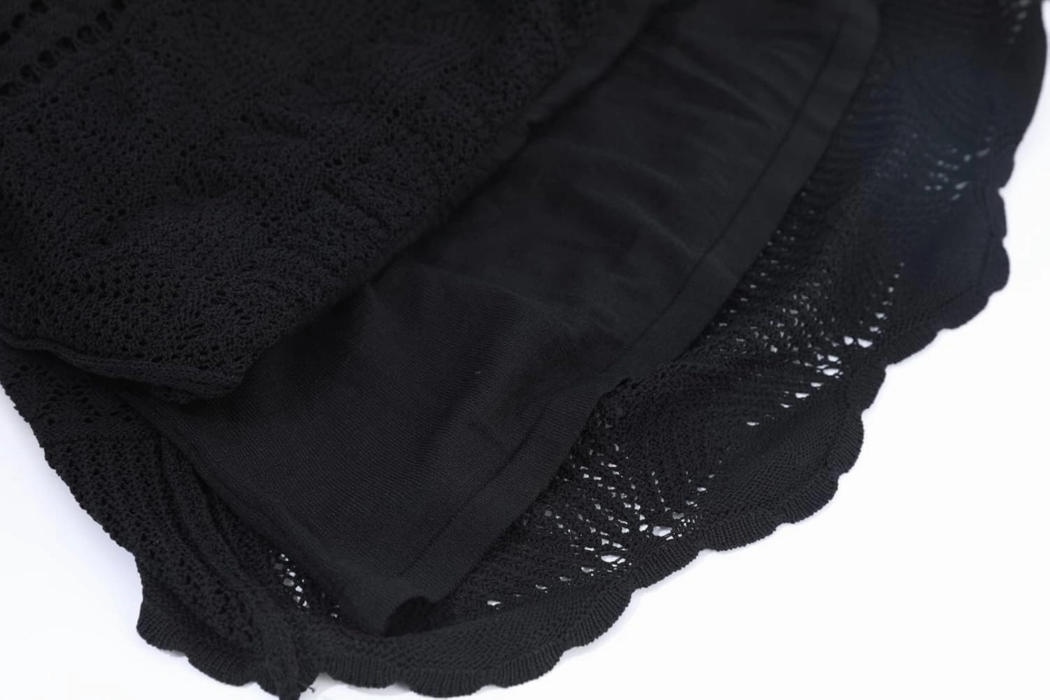 Women's Crochet Knitted Stretchy High Waist Hollow Out Lined Lace Maxi Skirt