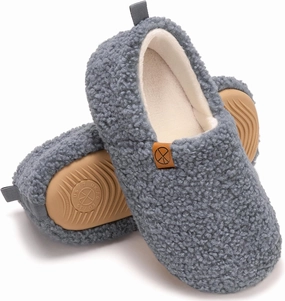 Women's House Slippers Lightweight Memory Foam House Shoes Cozy Closed Back Slippers with Curly Fleece for Indoor Outdoor