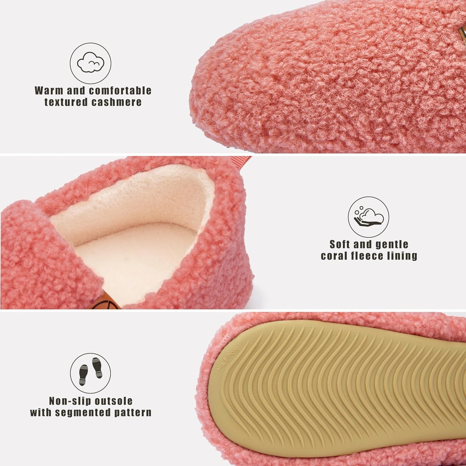 Women's House Slippers Lightweight Memory Foam House Shoes Cozy Closed Back Slippers with Curly Fleece for Indoor Outdoor