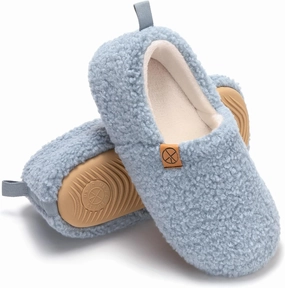 Women's House Slippers Lightweight Memory Foam House Shoes Cozy Closed Back Slippers with Curly Fleece for Indoor Outdoor