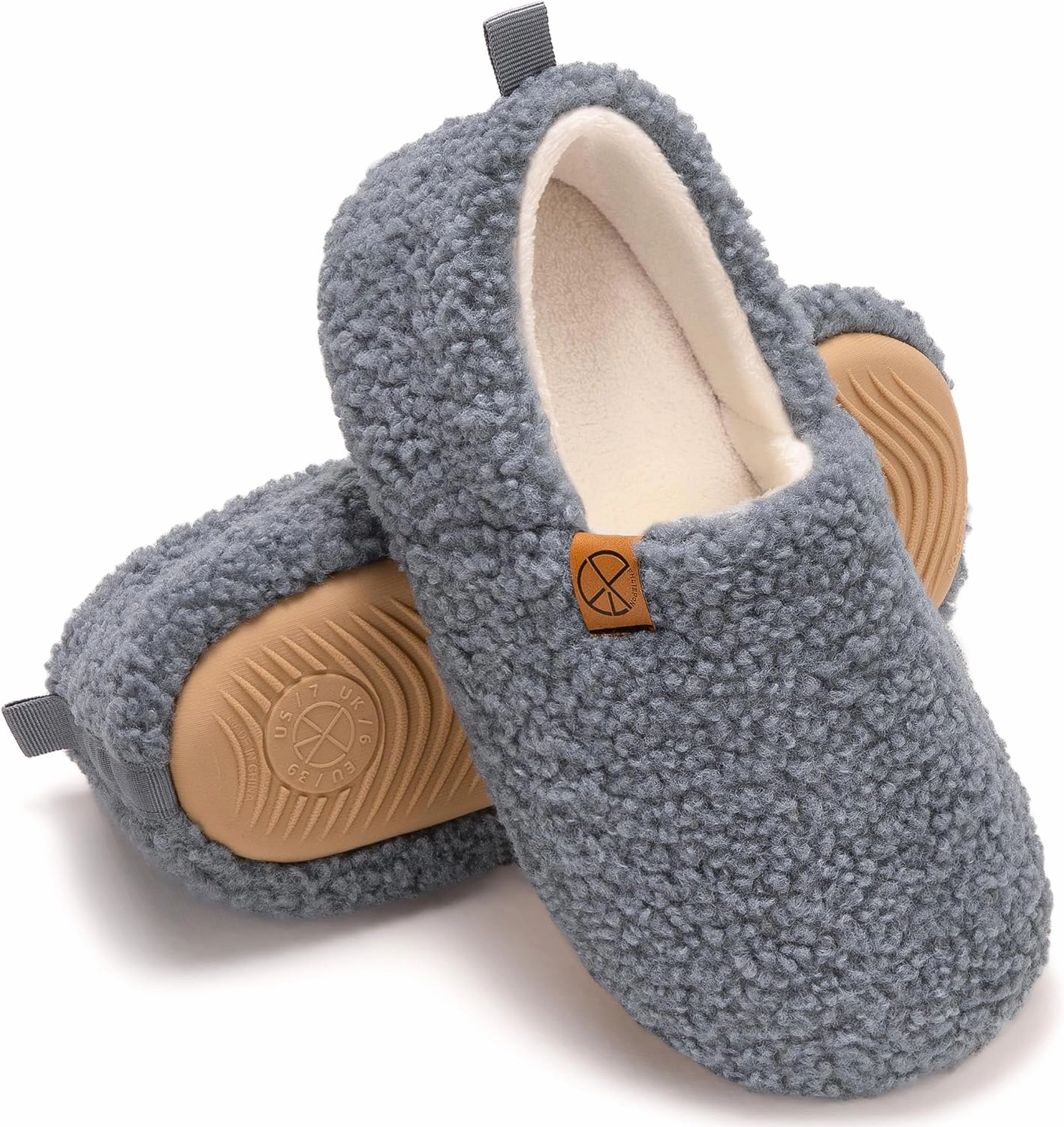 Women's House Slippers Lightweight Memory Foam House Shoes Cozy Closed Back Slippers with Curly Fleece for Indoor Outdoor