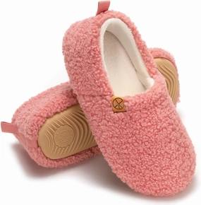 Women's House Slippers Lightweight Memory Foam House Shoes Cozy Closed Back Slippers with Curly Fleece for Indoor Outdoor