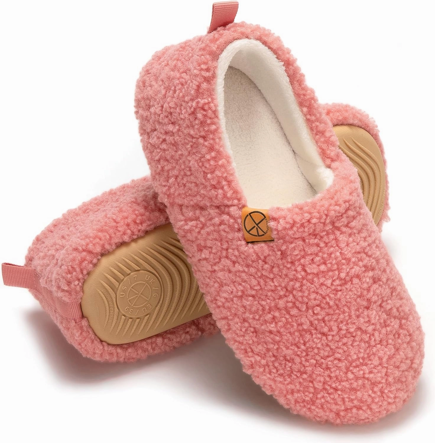 Women's House Slippers Lightweight Memory Foam House Shoes Cozy Closed Back Slippers with Curly Fleece for Indoor Outdoor