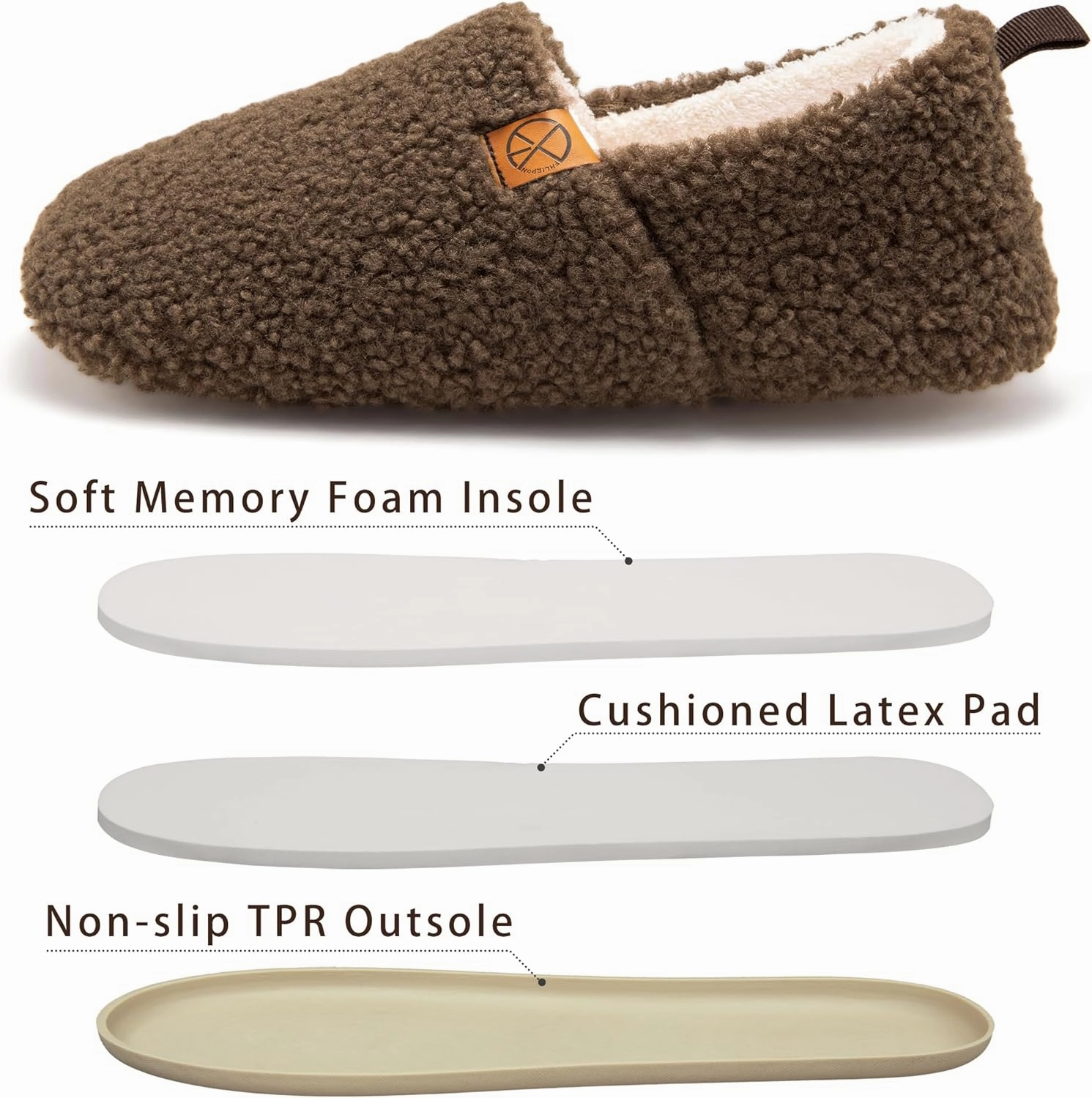 Women's House Slippers Lightweight Memory Foam House Shoes Cozy Closed Back Slippers with Curly Fleece for Indoor Outdoor