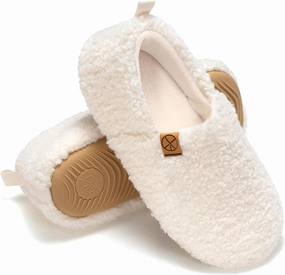 Women's House Slippers Lightweight Memory Foam House Shoes Cozy Closed Back Slippers with Curly Fleece for Indoor Outdoor