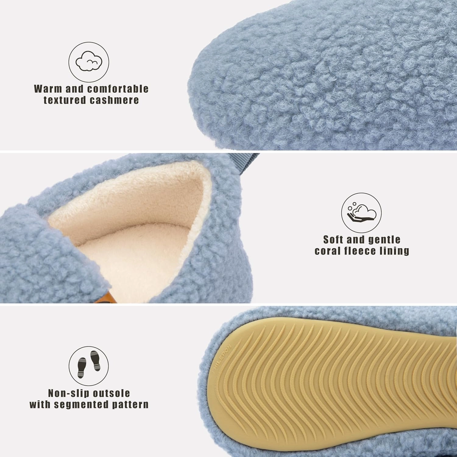 Women's House Slippers Lightweight Memory Foam House Shoes Cozy Closed Back Slippers with Curly Fleece for Indoor Outdoor