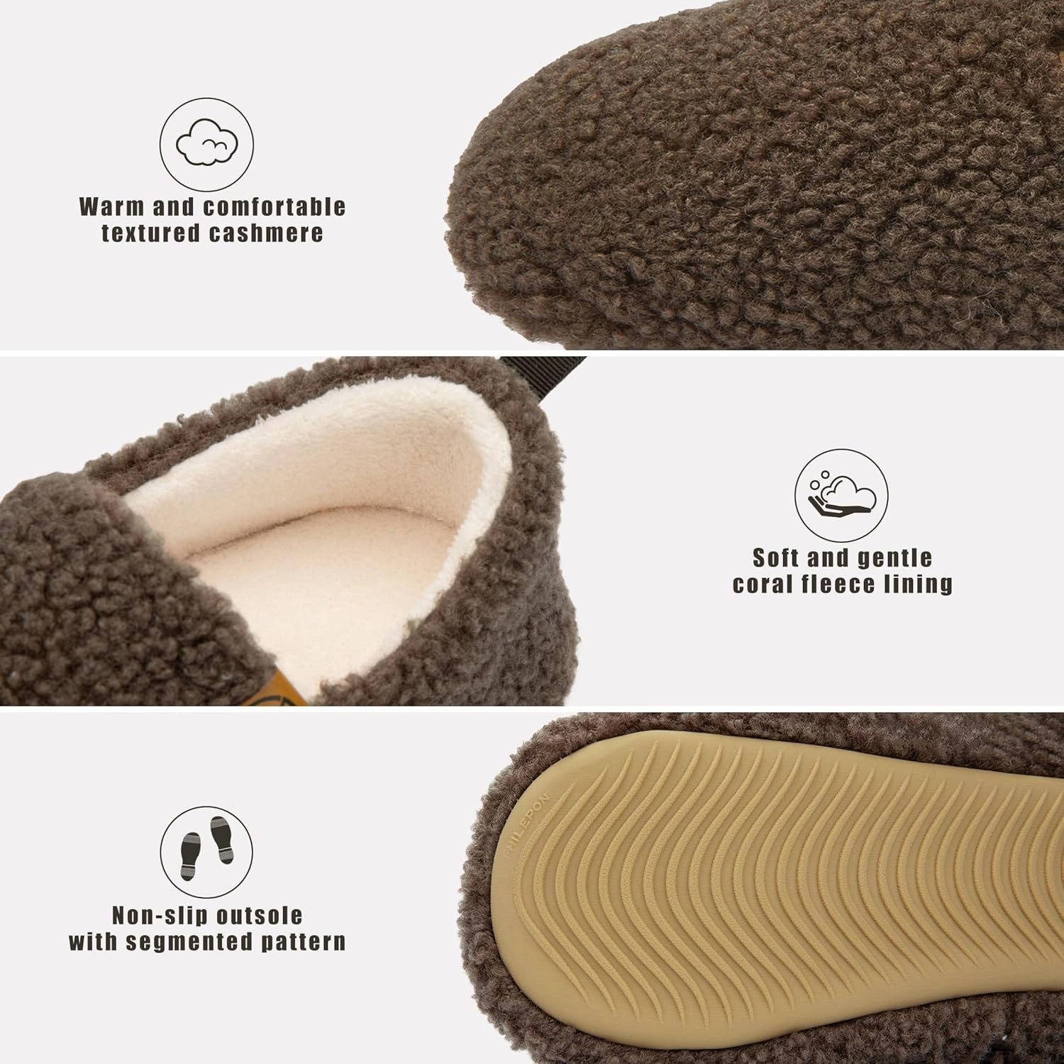 Women's House Slippers Lightweight Memory Foam House Shoes Cozy Closed Back Slippers with Curly Fleece for Indoor Outdoor