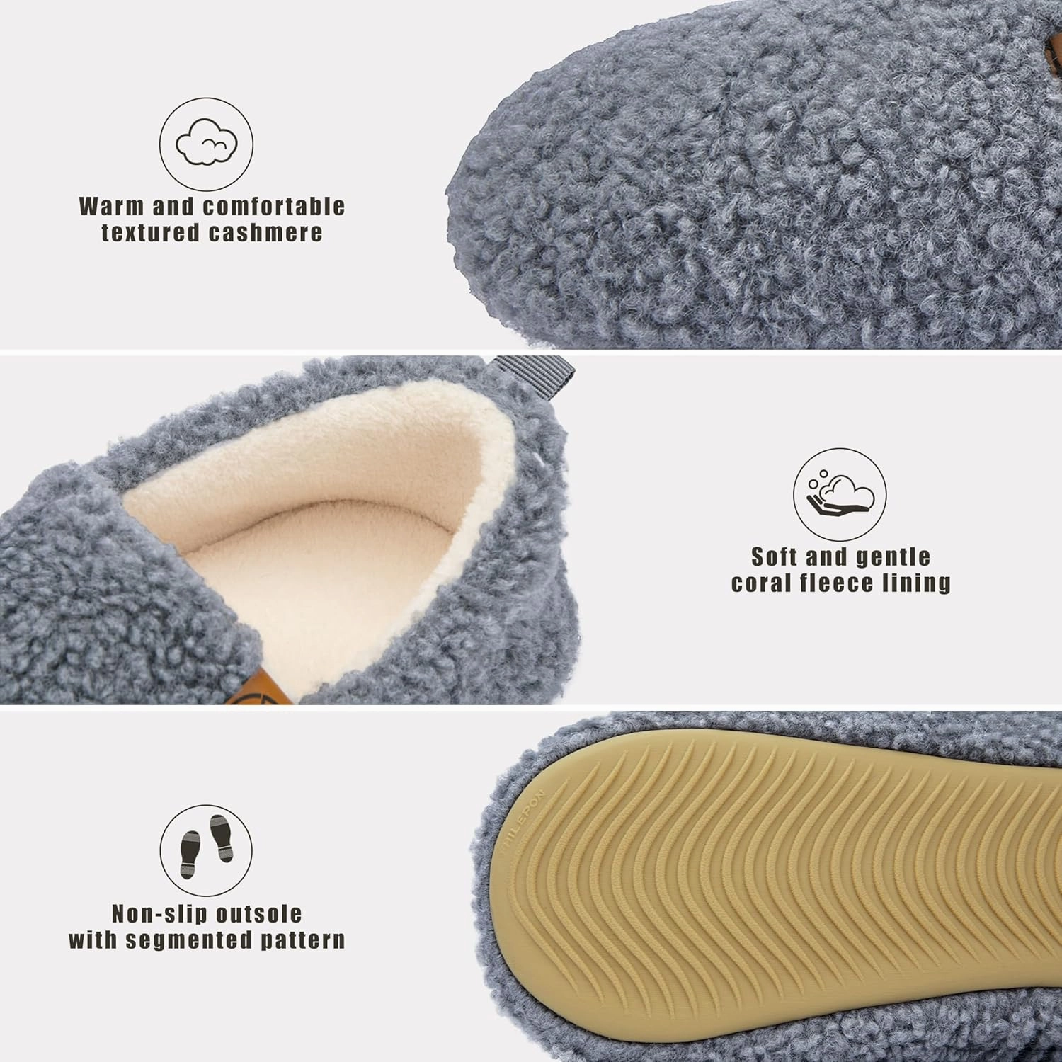 Women's House Slippers Lightweight Memory Foam House Shoes Cozy Closed Back Slippers with Curly Fleece for Indoor Outdoor