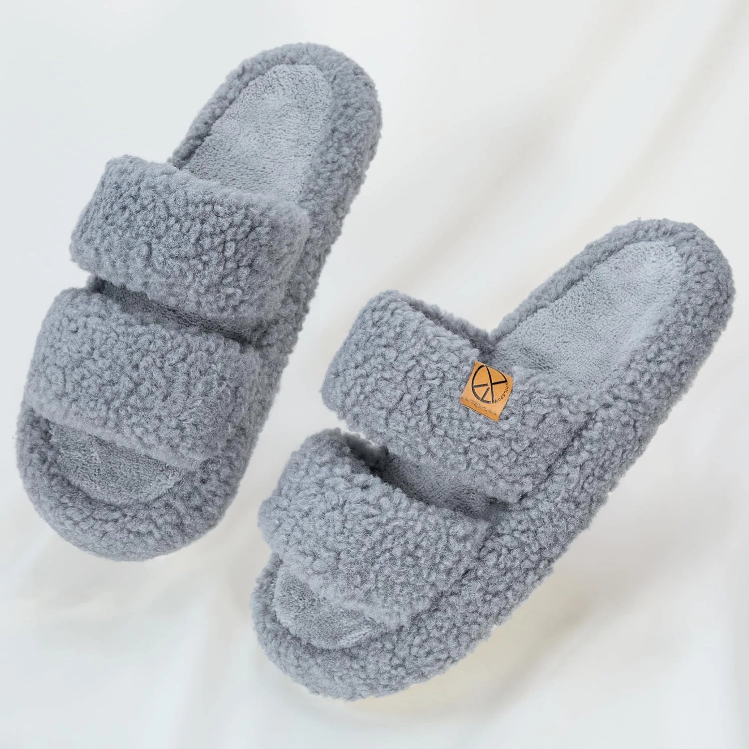 Women's House Slippers Open Toe Indoor Slippers Memory Foam House Shoes with Soft Fleece