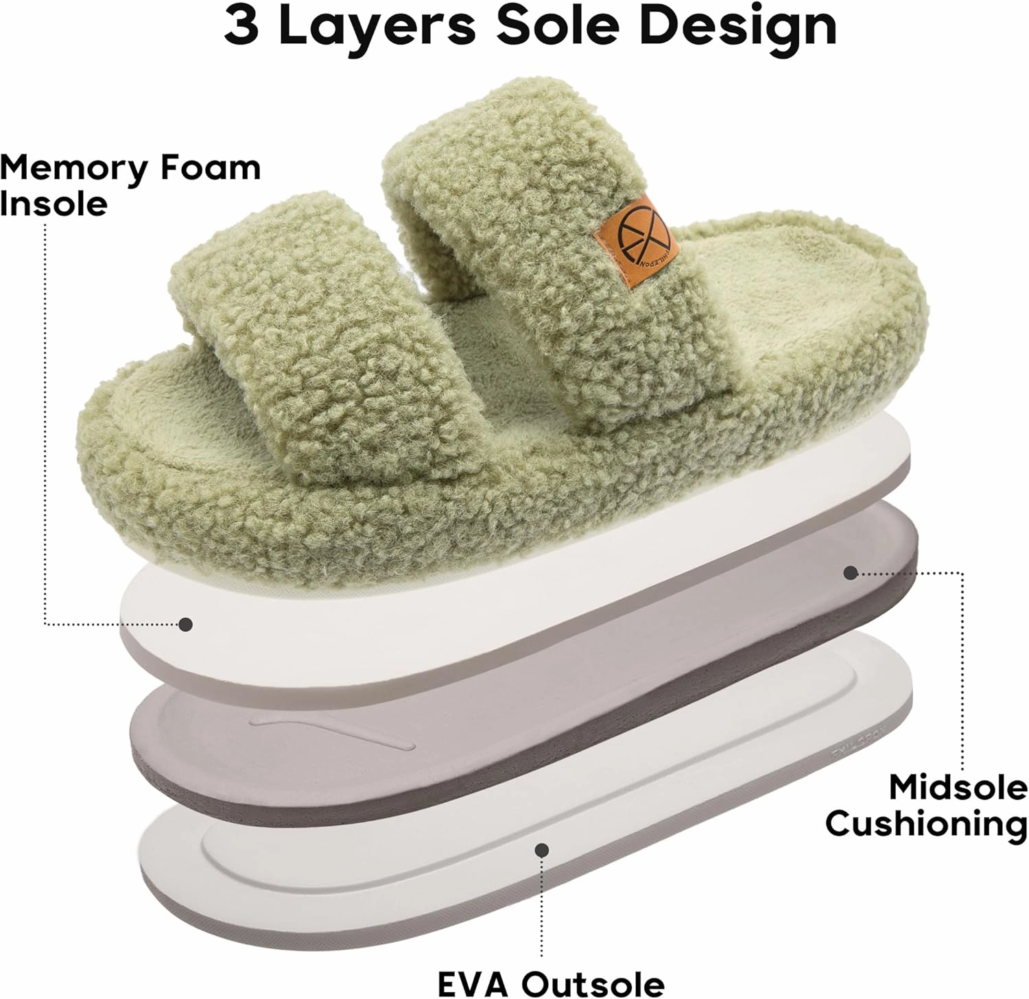 Women's House Slippers Open Toe Indoor Slippers Memory Foam House Shoes with Soft Fleece