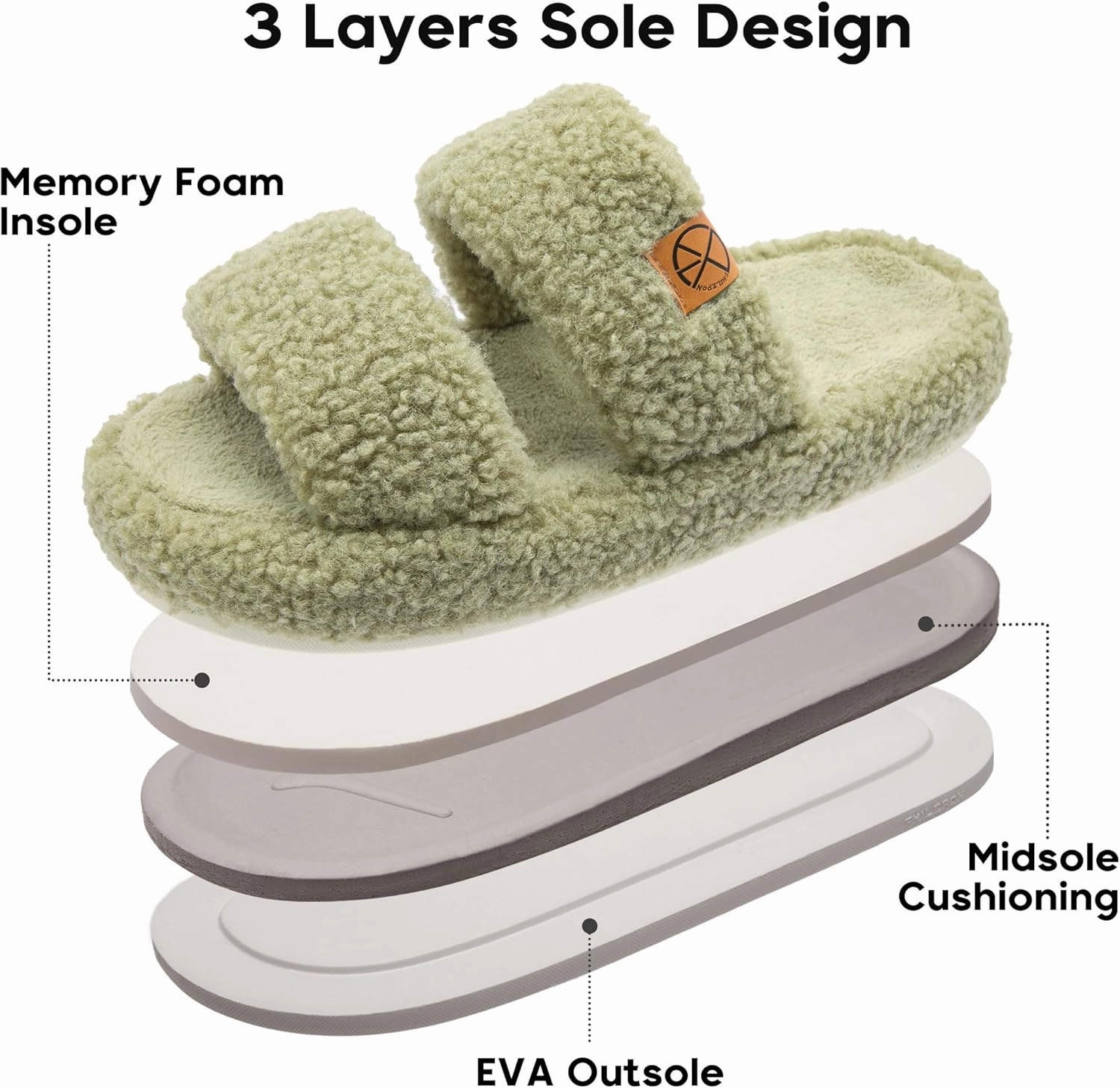 Women's House Slippers Open Toe Indoor Slippers Memory Foam House Shoes with Soft Fleece