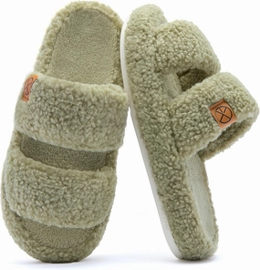 Women's House Slippers Open Toe Indoor Slippers Memory Foam House Shoes with Soft Fleece