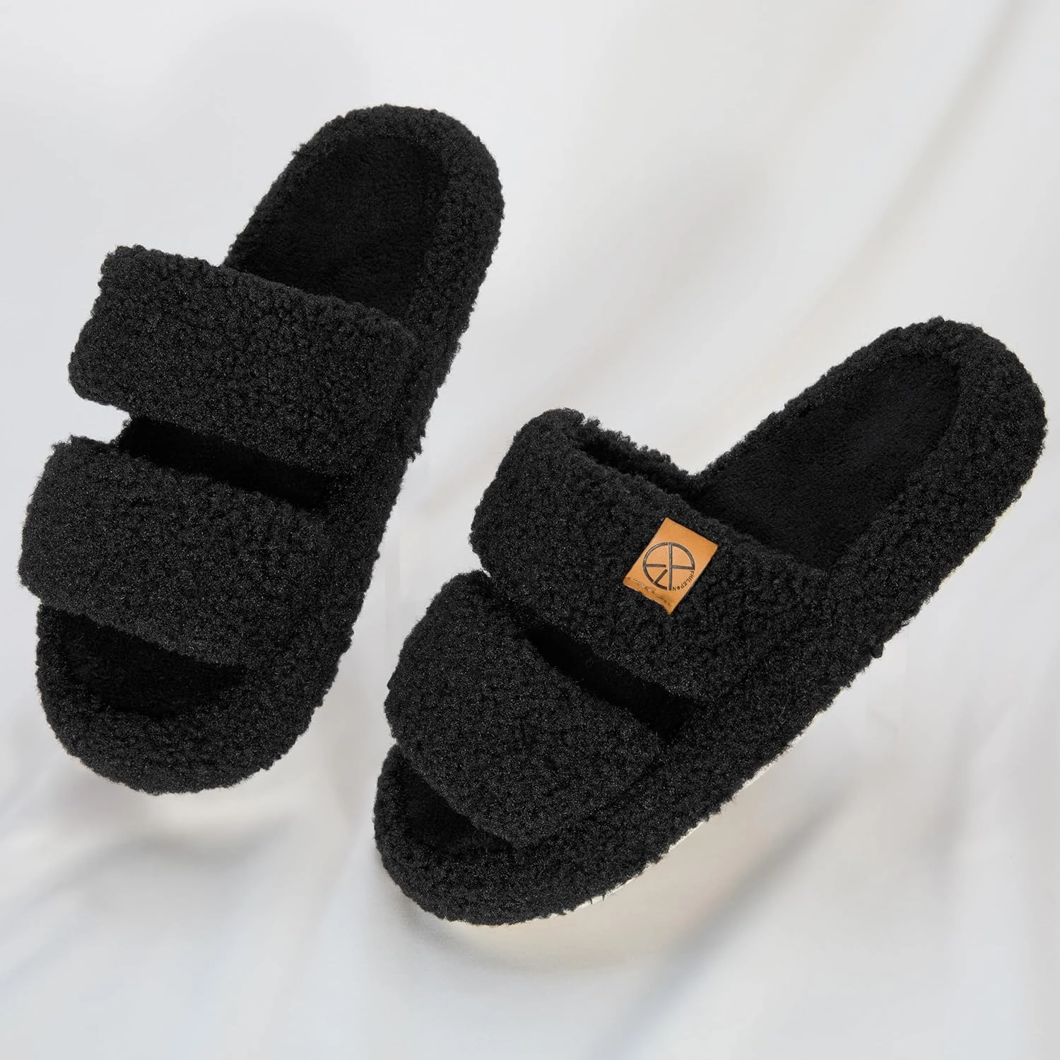 Women's House Slippers Open Toe Indoor Slippers Memory Foam House Shoes with Soft Fleece