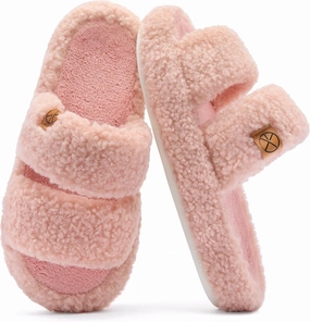 Women's House Slippers Open Toe Indoor Slippers Memory Foam House Shoes with Soft Fleece