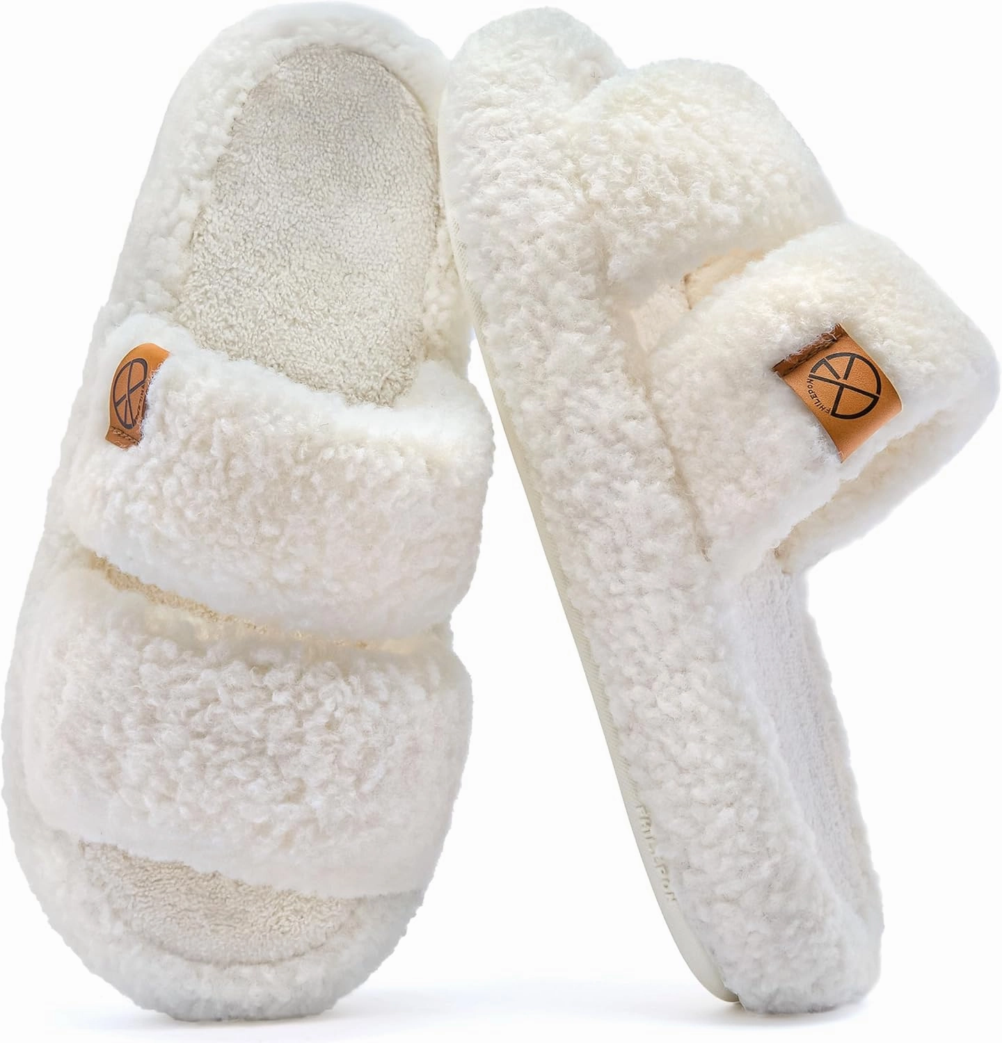 Women's House Slippers Open Toe Indoor Slippers Memory Foam House Shoes with Soft Fleece