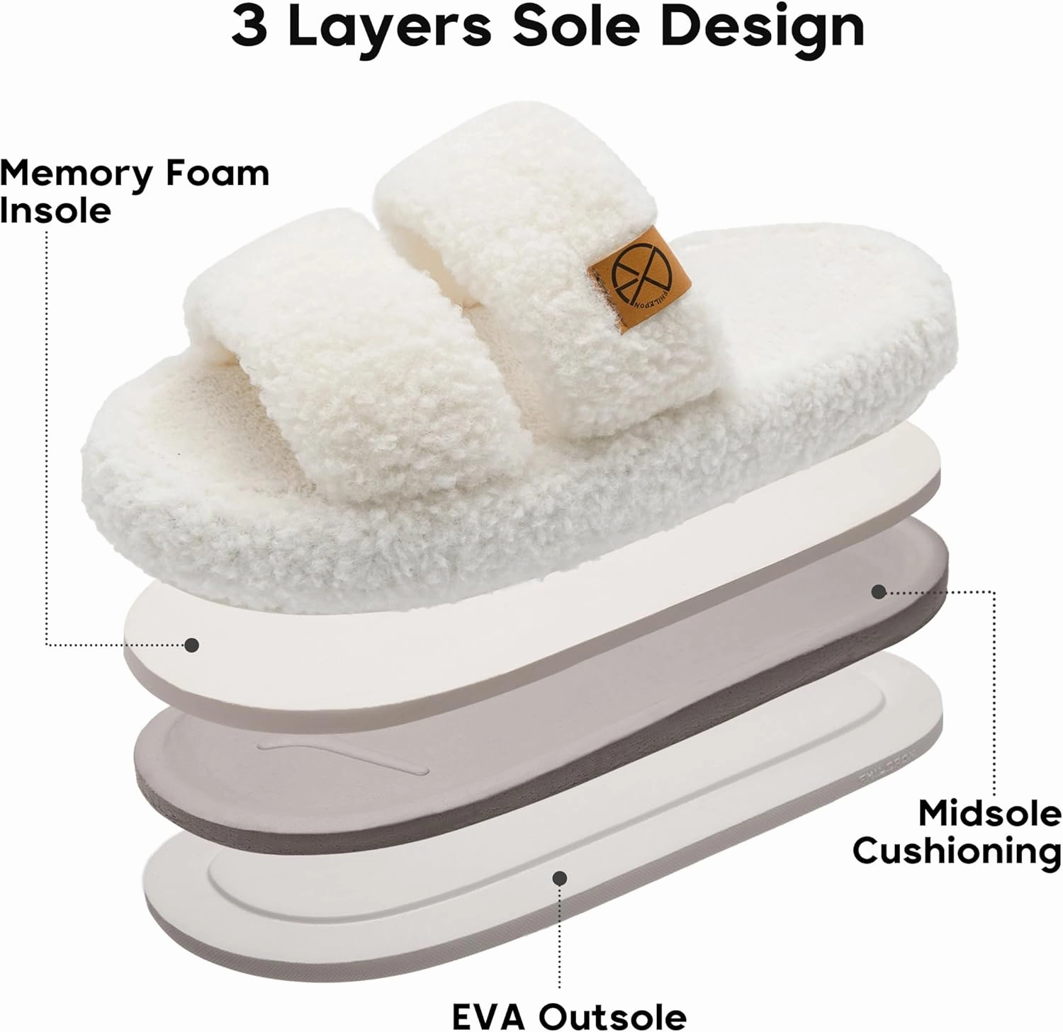 Women's House Slippers Open Toe Indoor Slippers Memory Foam House Shoes with Soft Fleece