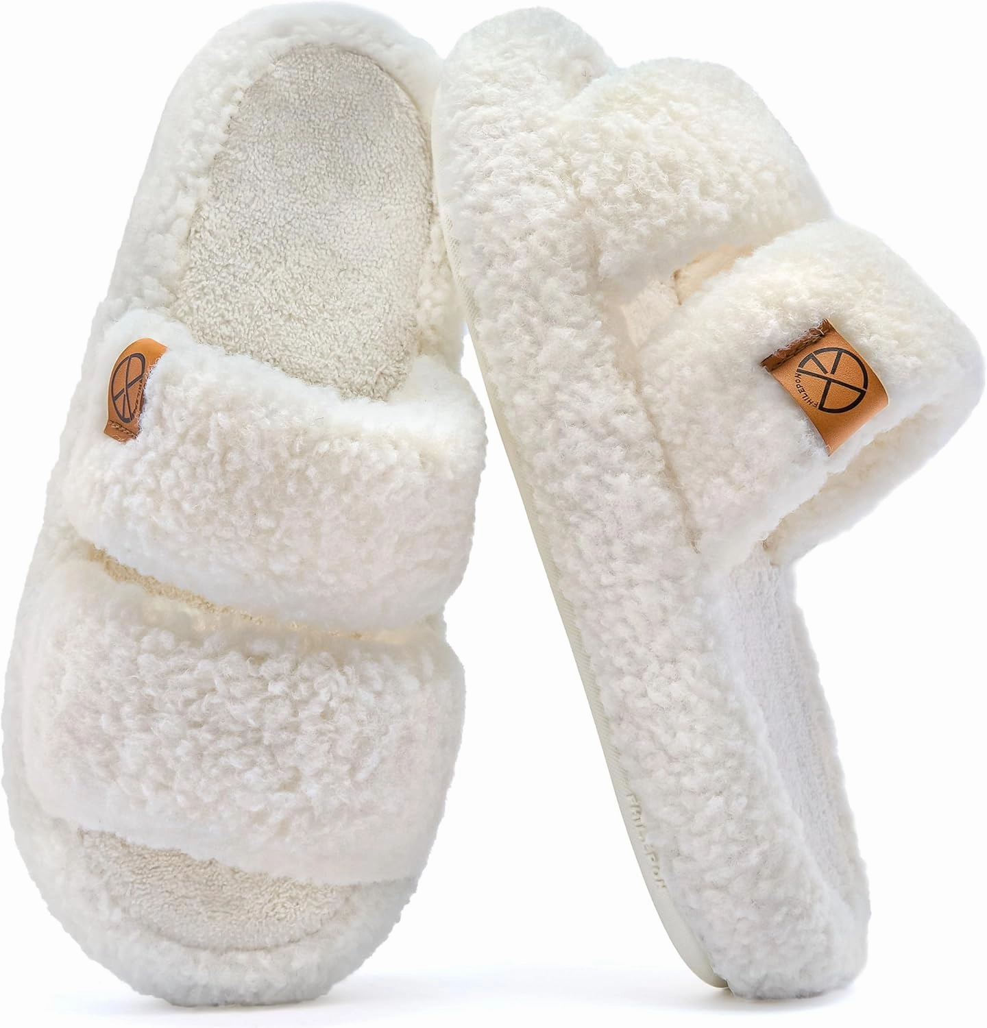 Women's House Slippers Open Toe Indoor Slippers Memory Foam House Shoes with Soft Fleece